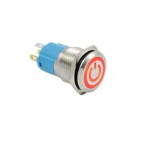 Comutator LED etanș - iluminare roșie, 19 mm, 3 - 6V