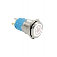 Comutator LED etanș - iluminare albă, 19 mm, 12 - 24V