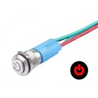 Comutator LED impermeabil cu buton proeminent 12 mm - Roșu, 12 - 24V