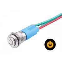 Comutator LED impermeabil cu buton proeminent 12 mm - Galben, 12 - 24V