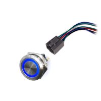 Comutator LED rezistent la apă 30mm cu blocare - iluminare albastră, 12 - 24V
