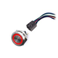 Comutator LED rezistent la apă 30mm fără blocare - iluminare roșie, 12 - 24V