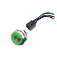 Comutator LED rezistent la apă 30mm fără blocare - iluminare verde, 12 - 24V