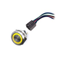LED întrerupător rezistent la apă 30mm fără blocare - iluminare galbenă, 12 - 24V