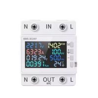 Comutator de protecție inteligent Wifi cu măsurarea consumului pe șina DIN cu ecran - TUYA, SmartLife, 63A, 230VAC, V, A, W, kWh, °C