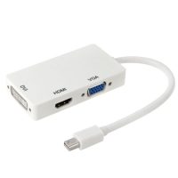 Reducere/hub Mini displayPort la HDMI, VGA și DVI - Alb