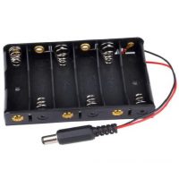 Cutie pentru șase baterii AA 1,5V cu conector DC - 5,5 x 2,1 mm