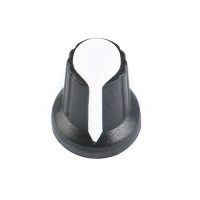 Buton pentru potentiometru - Alb negru, 6 mm