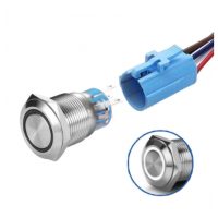 Comutator LED impermeabil 19 mm - Iluminare albă, 12 - 24V