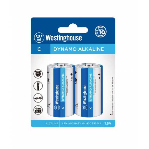 Foto - Baterie alcalină C LR Westinghouse (AM2, BABY, MN1400, E93, 14A); 1,5V - 2 bucăți