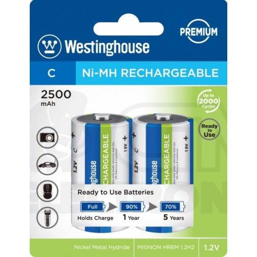 Foto - Acumulator C Westinghouse 2500mAh - Mic, 2 bucăți, 1,2V