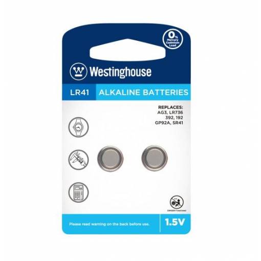 Foto - Baterie alcalină rotundă Westinghouse LR41 (AG3, LR736, 392, 192, GP92A, SR41) - 2 bucăți; 1,5V