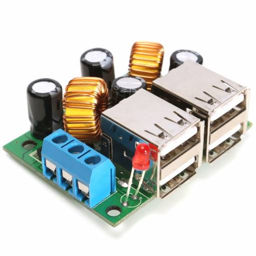 Foto - Modul de alimentare step/down DC 9V 12V 24V 36V la 5V 3A cu 4 porturi USB