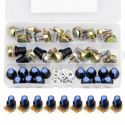 Foto - Set de potențiometre liniare WH - 148 15 mm 1K - 1M Ohm - 18 bucăți