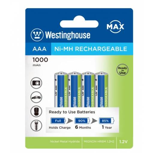 Foto - Baterii AAA de încărcare micro Westinghouse - 4 bucăți