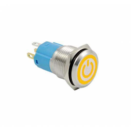 Foto - Comutator LED etanș - iluminare galbenă, 12 mm, 3 - 6V