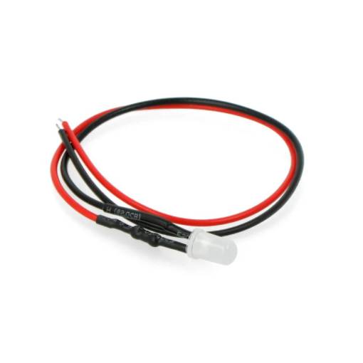 Foto - LED diodă cu rezistor pe fir - Albă, 5 mm 5 - 9V