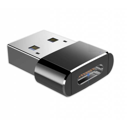 Foto - Adaptor USB 2.0 (M) la USB-C (F) OTG - Negru