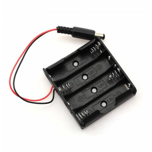 Foto - Cutie pentru baterii pentru patru baterii AA cu conector DC - 5,5 x 2,1 mm