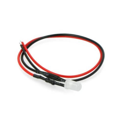 Foto - Diode LED cu rezistor pe fir - Alb, 5 mm 22 - 28V