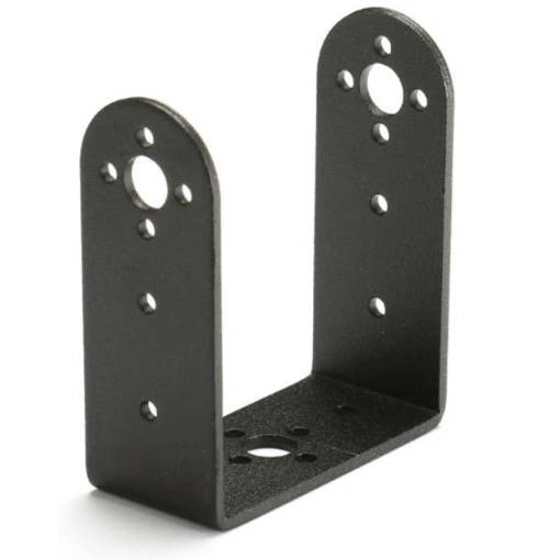 Foto - Suport din aluminiu pentru servomotor U – lung și drept, negru, 56x65mm (pentru MG995/MG996)