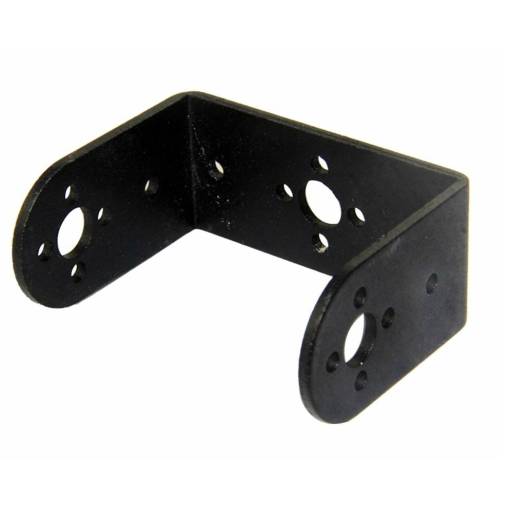 Foto - Suport din aluminiu pentru servomotor U – scurt, drept, negru, 56x44mm (pentru MG995/MG996)