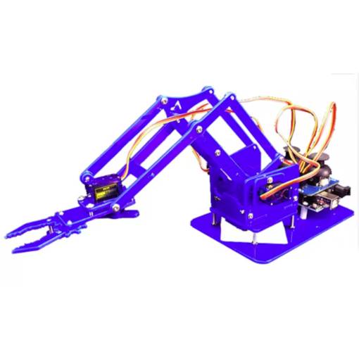Foto - Braț robotic mecanic cu mână pentru SG90/MG90, din acrilat, albastru - kit