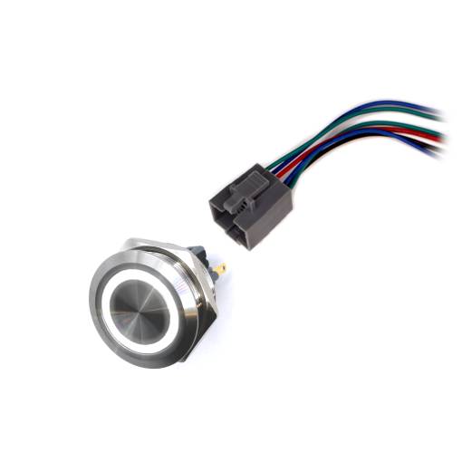 Foto - LED întrerupător rezistent la apă 30mm fără blocare - iluminare albă, 12 - 24V