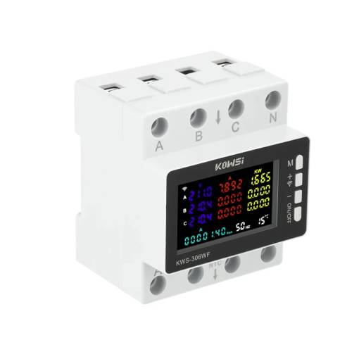 Foto - Contor WiFi trifazat TUYA 80A cu releu și display LCD - montaj pe șină DIN