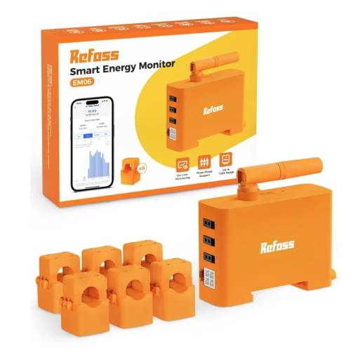 Foto - Măsurător de energie WiFi inteligent Refoss - MQTT, 6 sonde / trei faze, 120A, pe șină DIN