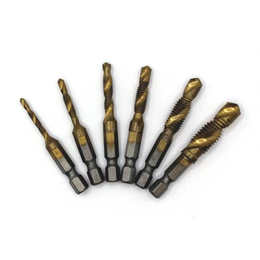 Foto - Set de 6 burghie cu filet - creare ușoară a filetelor M3, M4, M5, M6, M8, M10