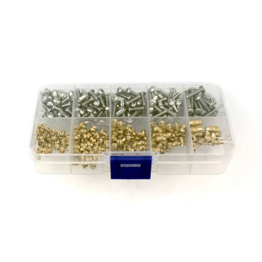 Foto - Set de inserturi filetate din alamă și șuruburi - 320 buc, M3 în diferite lungimi