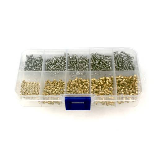 Foto - Set de inserturi filetate din alamă și șuruburi - 600 buc, M2 în diferite lungimi