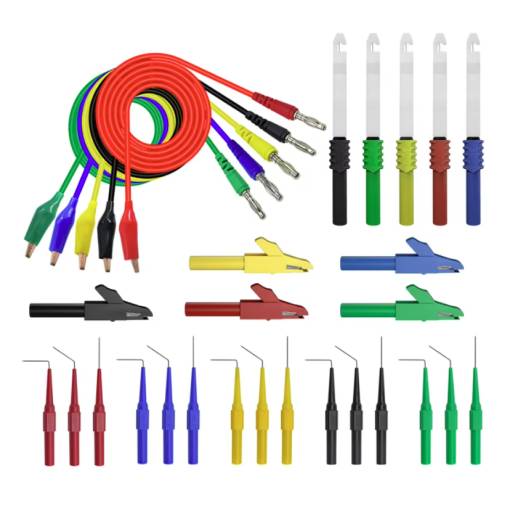 Foto - Set de 5 cabluri cu conectori banana de 4 mm pentru multimetru - 1 m