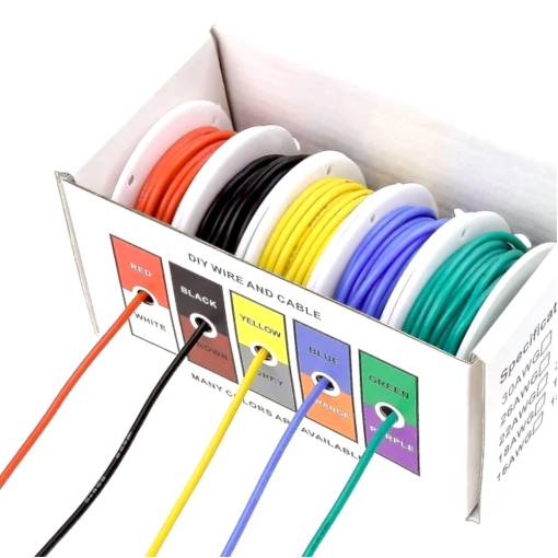 Foto - Set de fire silicare 18 AWG, 5 culori câte 5m