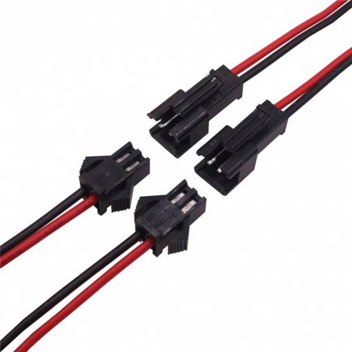 Foto - Conector JST SM 2P 2,54 mm cu fire mascul + femelă - 200 mm