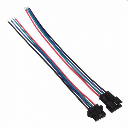 Foto - Conector JST SM 4P 2,54 mm cu fire mascul + femelă - 200 mm
