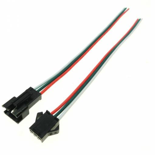 Foto - Conector JST SM 3P 2,54 mm cu fire masculin + feminin - 200 mm