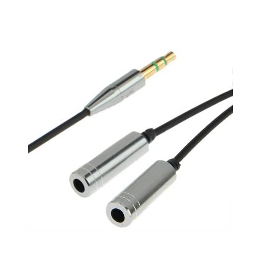 Foto - Împărțitor jack de 3,5 mm în 2x jack de 3,5 mm - Argintiu