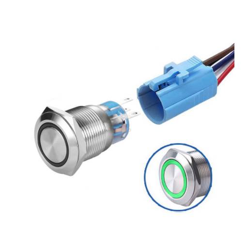 Foto - LED apărezent nivel 19 mm - Iluminare verde, 12 - 24V