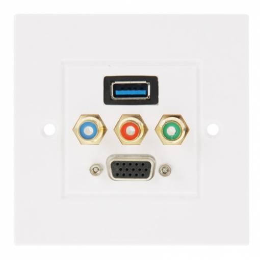 Foto - Conector panou USB 3.0 + 3 x RCA + VGA - Feminin