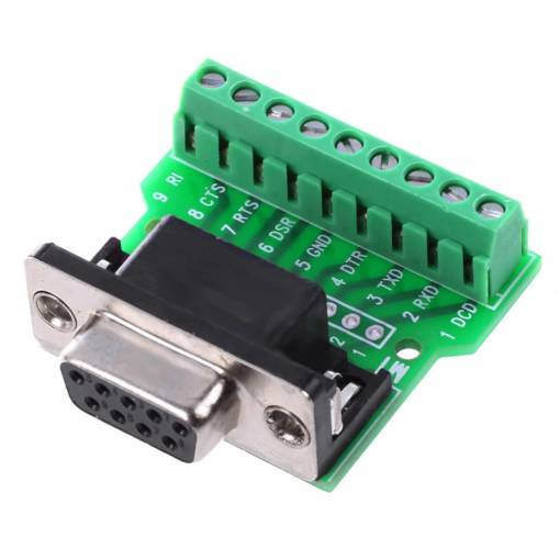 Foto - D-Sub DE-9 feminin RS232 adaptor pe bornă