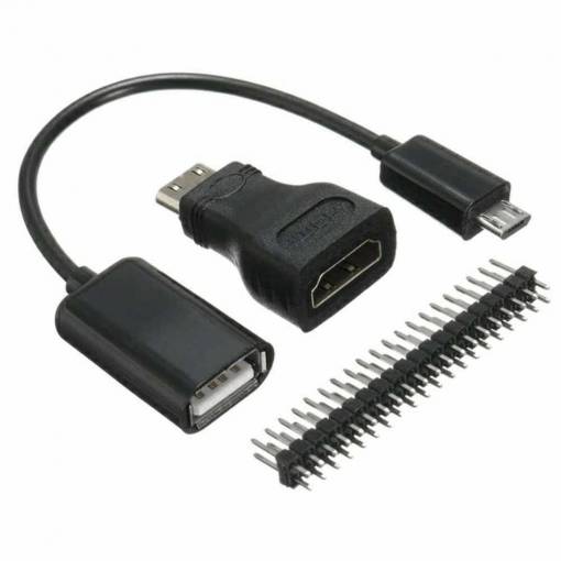 Foto - Set mini adaptoare HDMI la HDMI + Micro USB pentru Raspberry Pi Zero