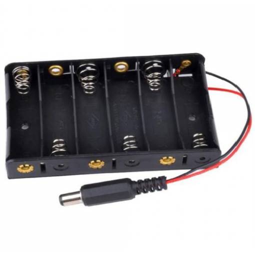 Foto - Cutie pentru șase baterii AA 1,5V cu conector DC - 5,5 x 2,1 mm