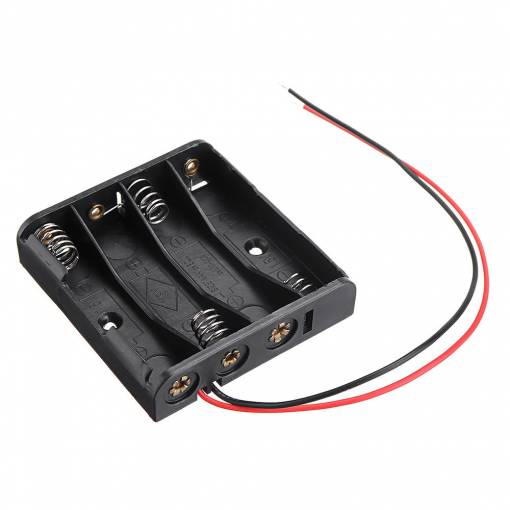 Foto - Cutie pentru patru baterii AAA cu cabluri 1,5V - 1 bucată
