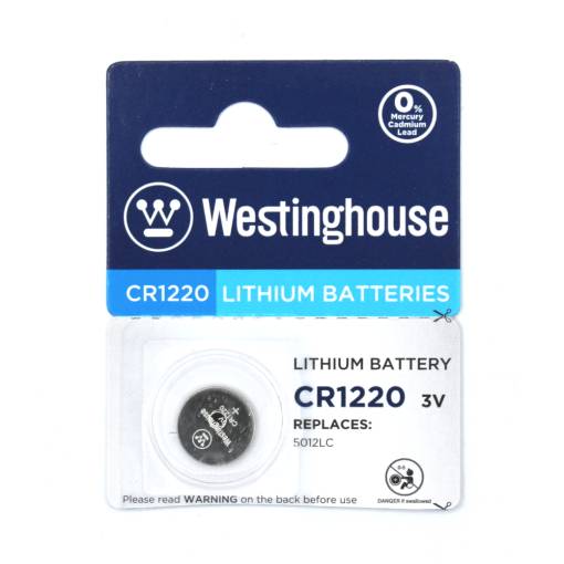 Foto - Baterie litiu Westinghouse - CR1220 (BR1220, CR1220, DL1220, ECR1220, SB-T13), 3V