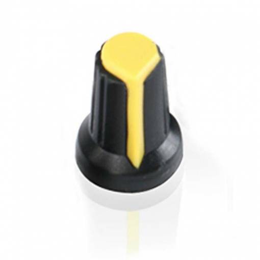 Foto - Buton pentru potentiometru - Negru galben, 6 mm