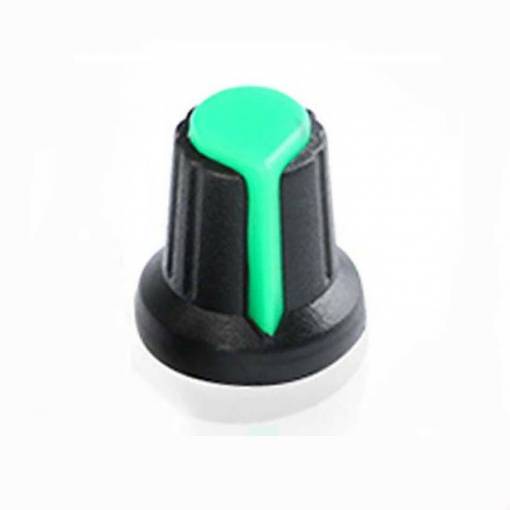 Foto - Buton pentru potentiometru - Negru verde, 6 mm
